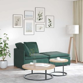 vidaXL Sofá modular com pufes e almofadas veludo verde-escuro