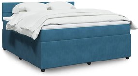 vidaXL Cama com molas/colchão 180x200 cm veludo azul