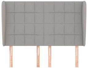Cabeceira de cama c/ abas tecido 147x23x118/128cm cinza-claro