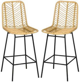 Conjunto de 2 Bancos Altos de Bar Cardini em Vime - Design Natura