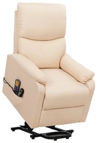vidaXL Poltrona de massagens tecido cor creme