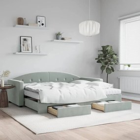vidaXL Sofá-cama c/ gavetão e gavetas 90x200 cm veludo cinzento-claro