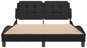 Estrutura cama c/ cabeceira 140x190 cm couro artificial preto