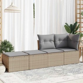 2 pcs conj. sofás p/ jardim c/ almofadões vime PE/acácia bege