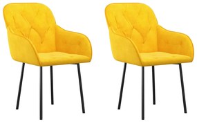 Cadeiras de jantar 2 pcs veludo amarelo
