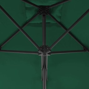Guarda-sol de exterior com poste de aço 300 cm verde