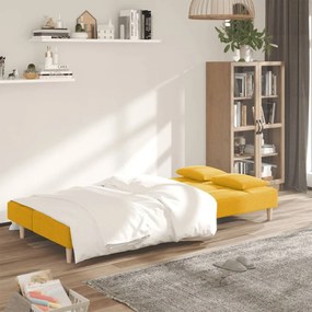 Sofá-cama 2 lugares com duas almofadas tecido amarelo