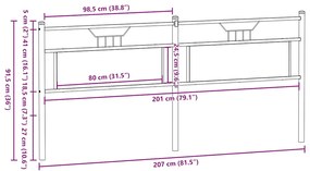Cabeceira de cama 200cm derivados madeira/aço carvalho castanho
