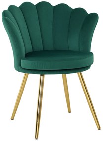 HOMCOM Poltrona para Sala Cadeira para Toucador Concha de Veludo com Pés em Metal Dourado Verde | Aosom Portugal