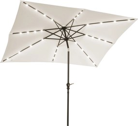 Outsunny Chapéu de Sol Luzes LED Jardim Inclinável 45 Graus Abertura Manivela Resistente UV 268x205x248 cm Creme | Aosom Portugal