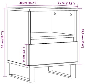 Mesa de cabeceira 40x35x50cm derivados madeira branco brilhante