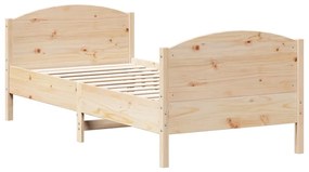 Estrutura de cama com cabeceira 90x190 cm pinho maciço