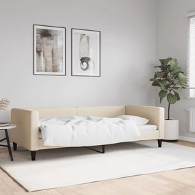 Sofá-cama 90x200 cm tecido cor creme