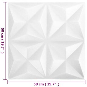 Painéis de parede 3D 48 pcs 50x50 cm 12 m² origami branco
