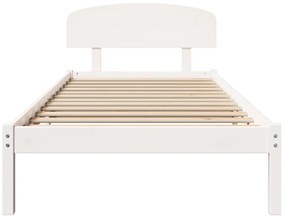 Estrado de Cama com Cabeceira Branco 90x200 cm Madeira Maciça de Pinho