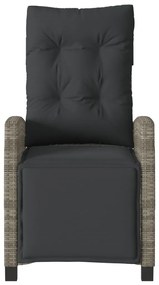 Cadeiras jardim reclináveis 2 pcs c/ apoio de pés vime PE cinza