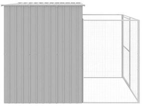 Casota cães c/ parque 214x253x181 cm aço galvaniz. cinza-claro