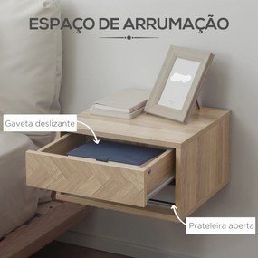 Conjunto de 2 Mesas de Cabeceira Flutuantes Mesas de Cabeceira com Gav