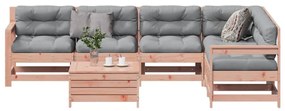 vidaXL 7 pcs conj. lounge jardim com almofadões madeira douglas maciça