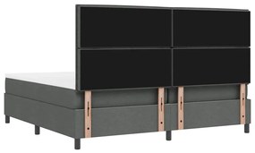 Cama Box com Colchão e LED na Cor Cinza Escuro, 200x200 cm Tecido