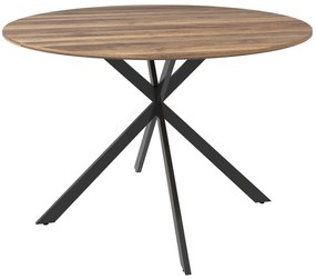 HOMCOM Mesa de Refeição Redonda para 4 Pessoas Mesa de Cozinha Industrial com Estrutura de Aço Ø120x75 cm Marrom | Aosom Portugal