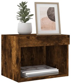 Mesas de cabeceira de parede com luzes LED 2pcs carvalho fumado