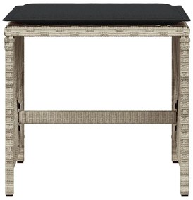Bancos jardim c/ almofadões 4pcs 41x41x36cm vime PE cinza-claro