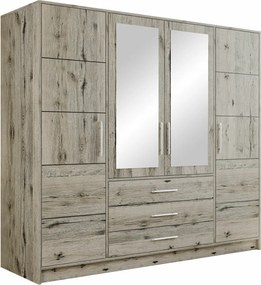 Roupeiro Dortivu 154, Prateado, Carvalho wellington, 200x196x58cm, 174 kg, Portas para roupeiro: Com dobradiças