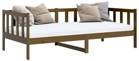 Sofá-cama 90x200 cm madeira de pinho maciça castanho mel