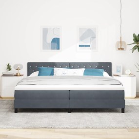 Cama Box com Colchão vidaXL Cinza Escuro 200x200 cm Veludo