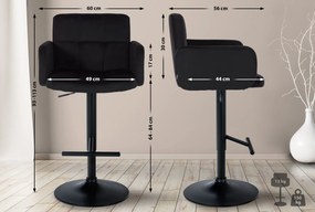Banco de bar Los Angeles em veludo com estrutura preta 93-113 x 60 x 56 cm Preto