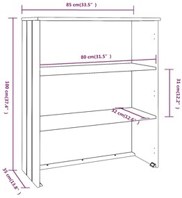 Topo p/ armário alto HAMAR 85x35x100 pinho maciço cinza-escuro