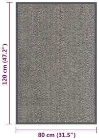 Tapete de entrada tufado 80x120 cm castanho-claro