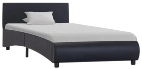 Estrutura de cama c/ LED 90x200 cm couro artificial preto