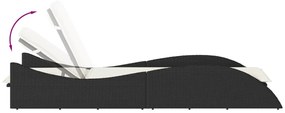 Espreguiçadeira com almofadão 60x205x73 cm vime PE preto