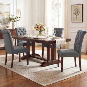 Conjunto de 2 Cadeiras de Sala de Jantar, 71 x 41,5 x 99,5 cm, Encosto Alto, Cinzento