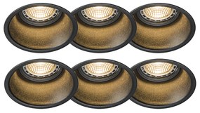 Conjunto de 6 focos embutidos modernos pretos - Dept