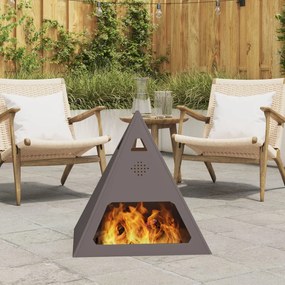 Fogueira Pyramid vidaXL Preto 50x50x51 cm Aço