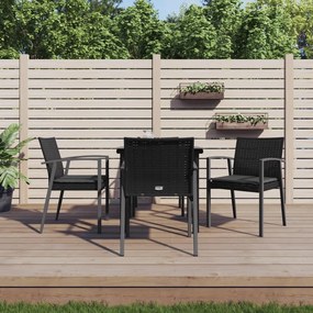 vidaXL 5 pcs conjunto de jantar p/ jardim c/ almofadões vime PE e aço