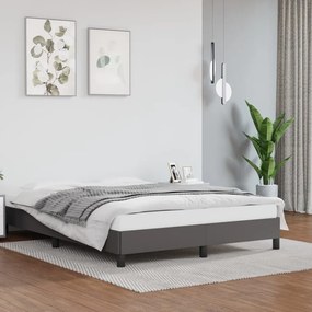 Estrutura de cama 140x190 cm couro artificial cinzento