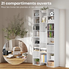Estante para Livros, 89,5 x 23,5 x 181 cm, 21 Compartimentos, Branco