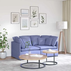 vidaXL Sofá modular com almofadas tecido azul ganga