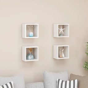 vidaXL Prateleiras parede forma de cubo 4pcs 22x15x22 cm branco brilh.