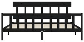 Estrutura cama Super King Size c/cabeceira madeira maciça preto