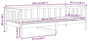 Sofá-cama 90x200 cm madeira de pinho maciça branco