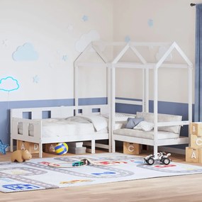 vidaXL Conj. sofá-cama e banco c/ telhado 80x200cm pinho maciço branco