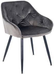 Cadeira de sala de jantar Cassis com estofo em veludo 81 x 56 x 58 cm Cinzento