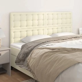 vidaXL Cabeceira de cama 4 pcs couro artificial 80x5x78/88 cm creme