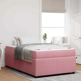 vidaXL Estrutura de cama com colchão Rosa 120 x 190 cm Veludo