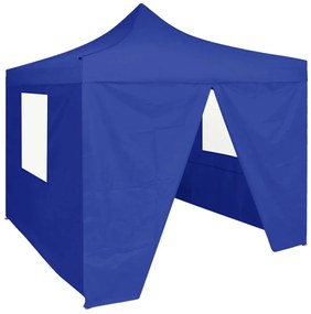 vidaXL Tenda dobrável profissional festas 4 paredes 2x2 m aço azul
